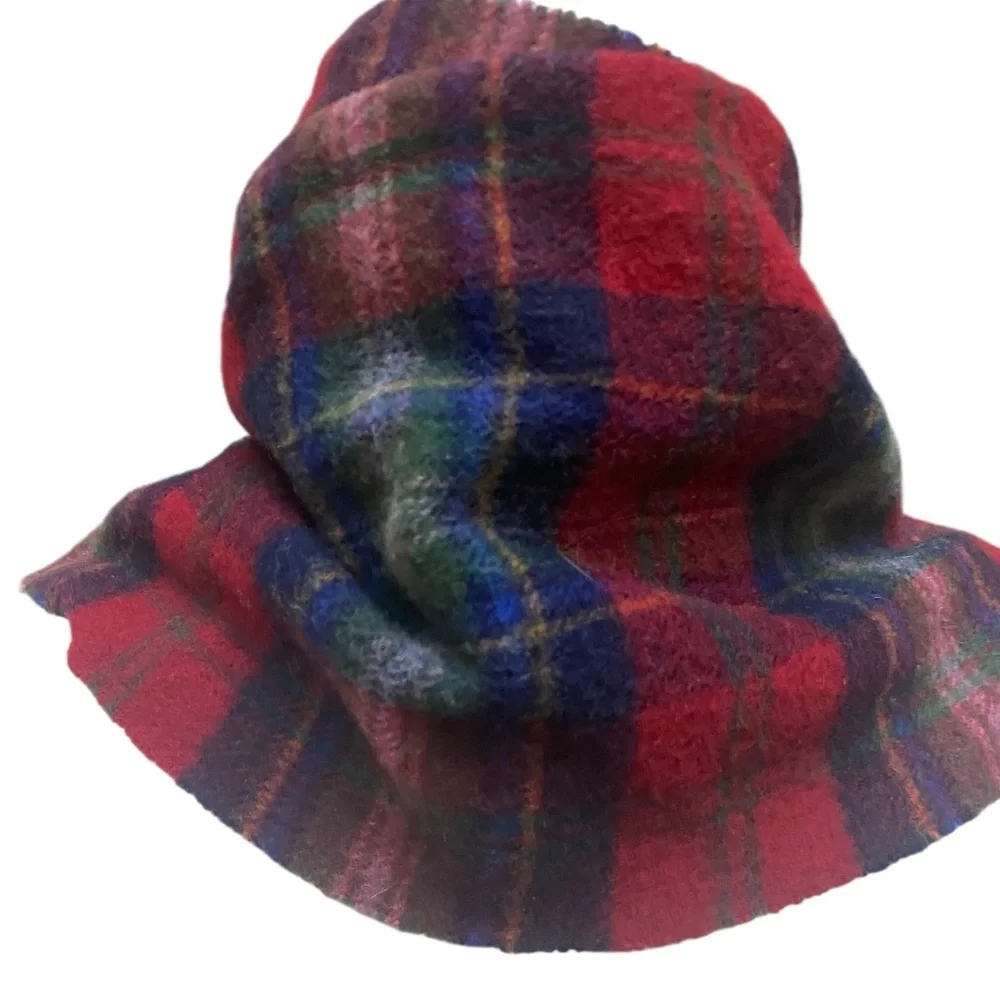 Abercrombie Fitch Unisex Tartan Red Plaid Winter Scarf Y2k Snow Days Preppy